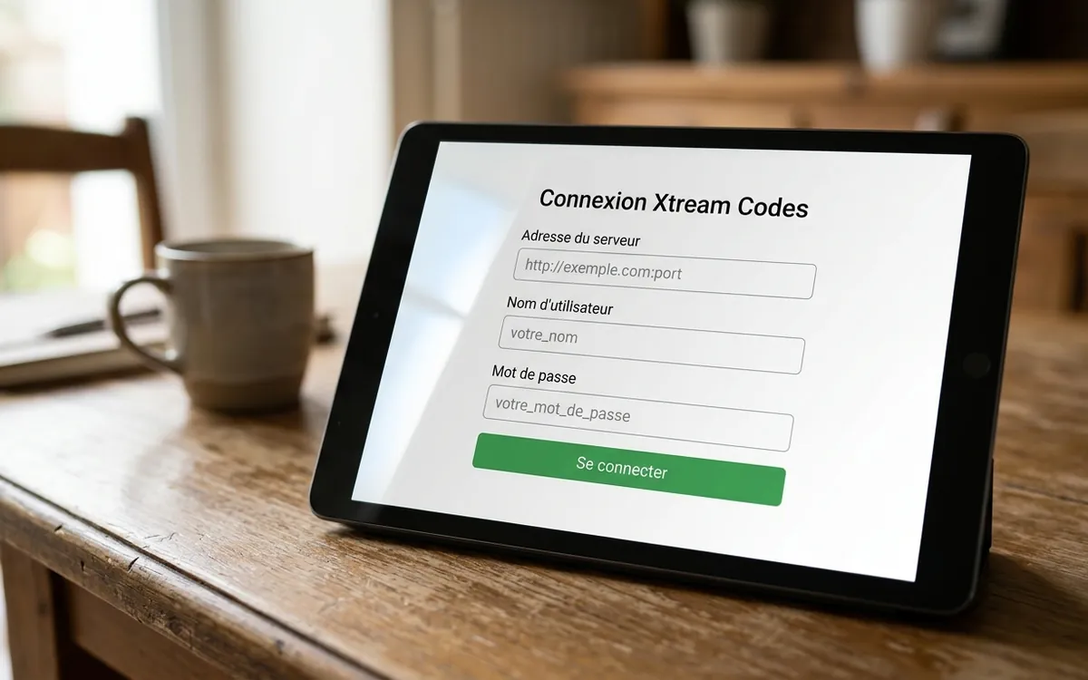 Saisie des identifiants Xtream Codes dans les champs de l'application