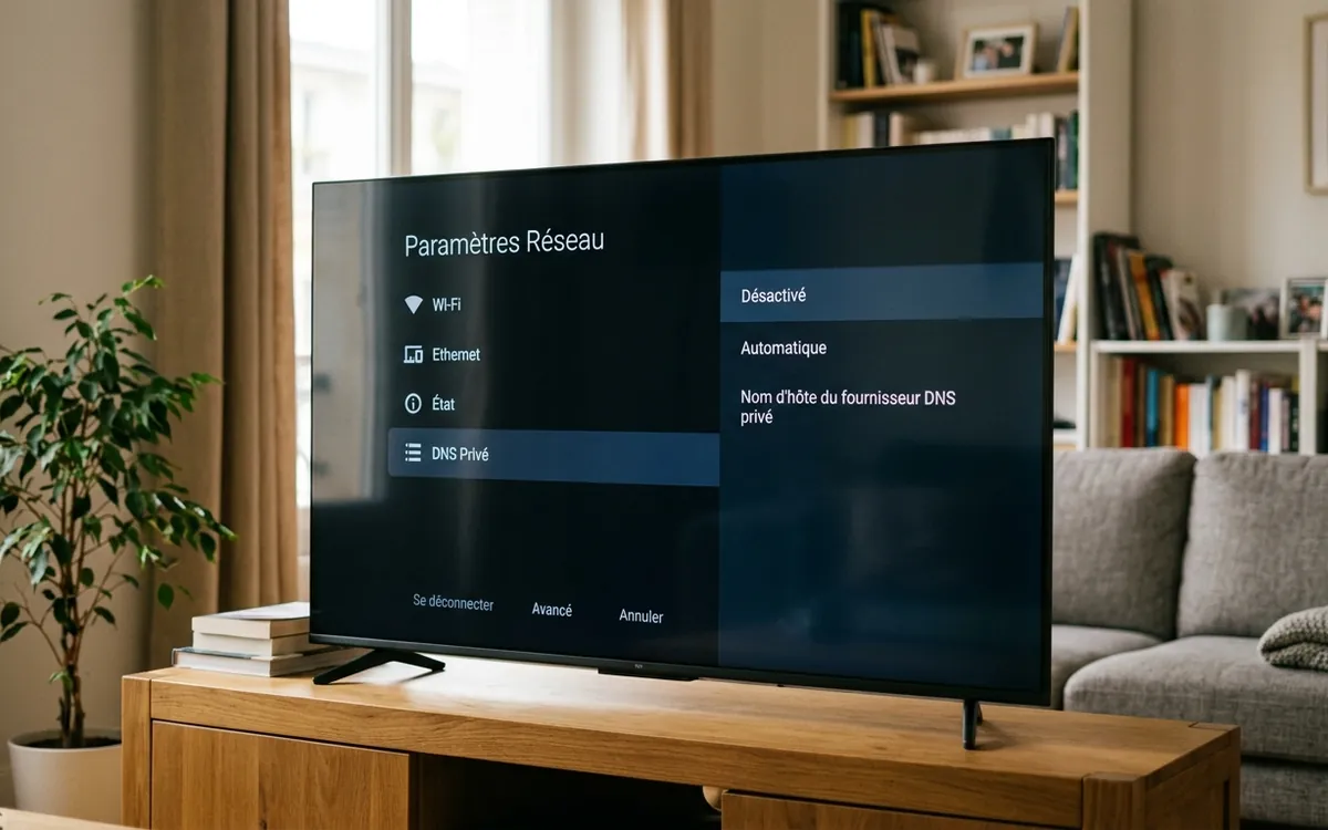 Accès aux réglages généraux d'Android TV depuis l'icône d'engrenage en haut à droite