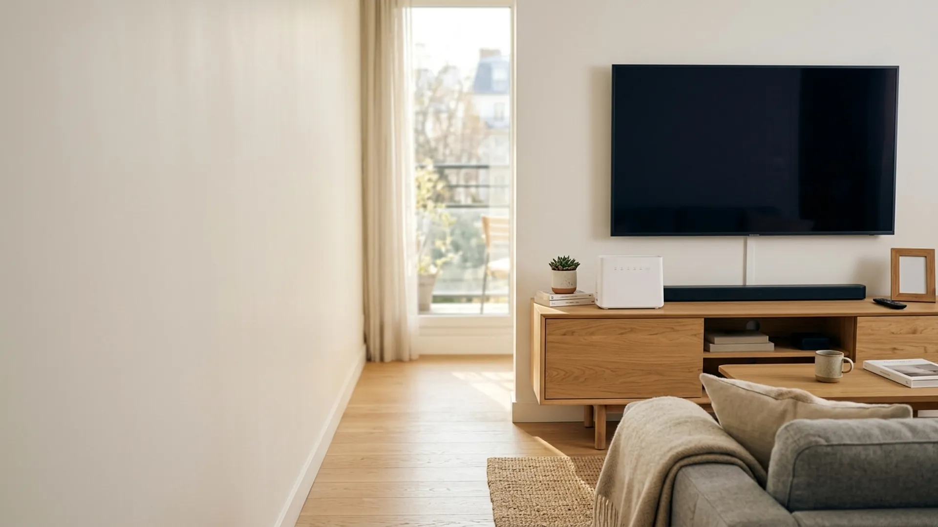 Fond d'ambiance réseau et téléviseur connecté pour le guide Bbox