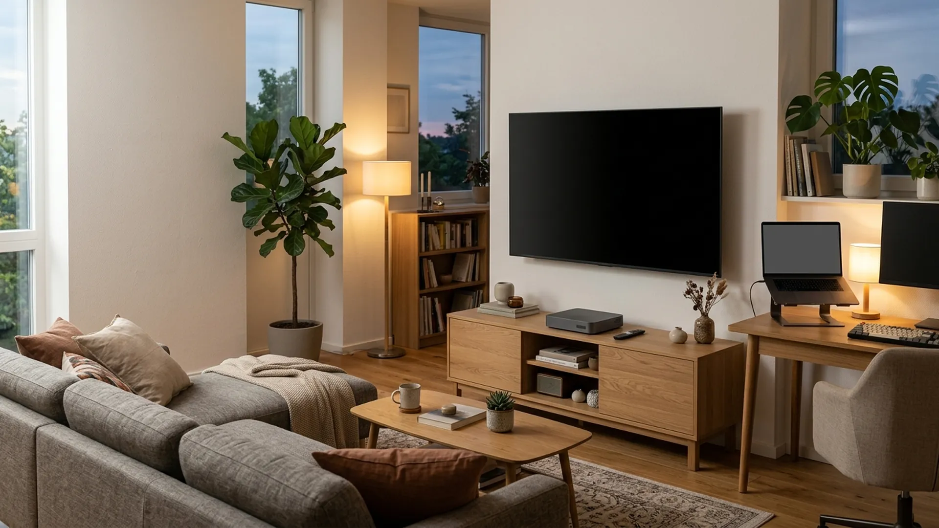 Fond d'ambiance réseau et téléviseur connecté pour le guide Formuler