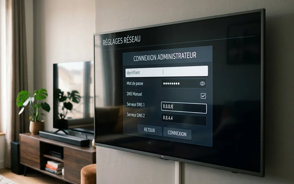 Écran affichant l'état de liaison entre la télévision et votre box internet