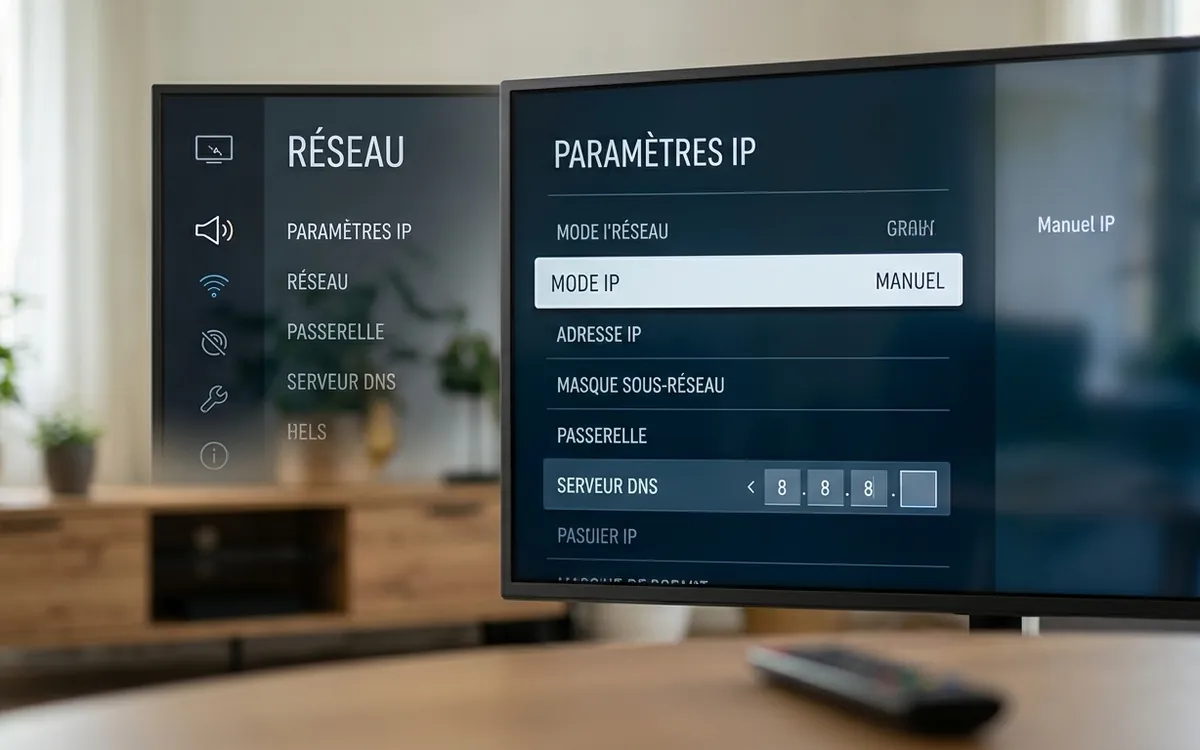 Fenêtre de configuration permettant de dissocier les réglages IP des réglages DNS