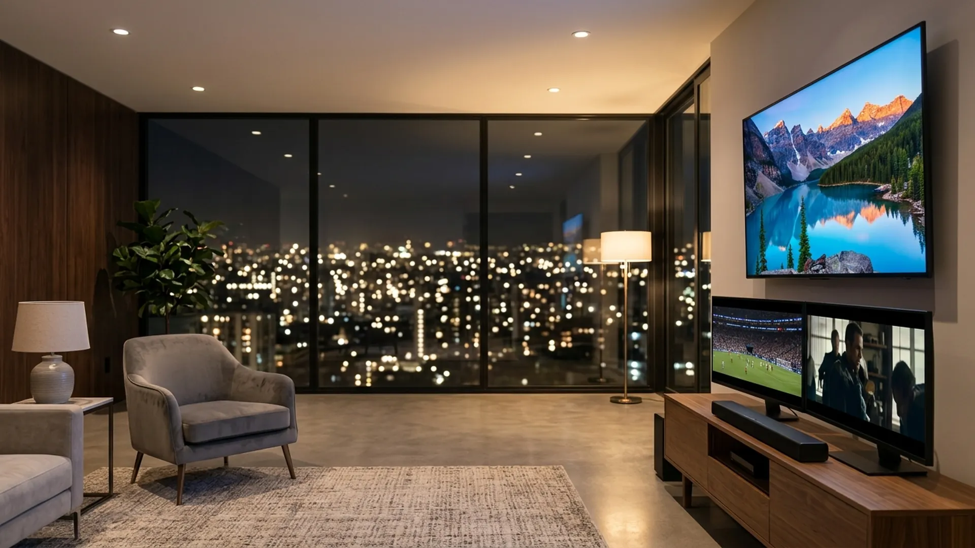 Installation home cinéma haut de gamme avec son immersif et grand écran